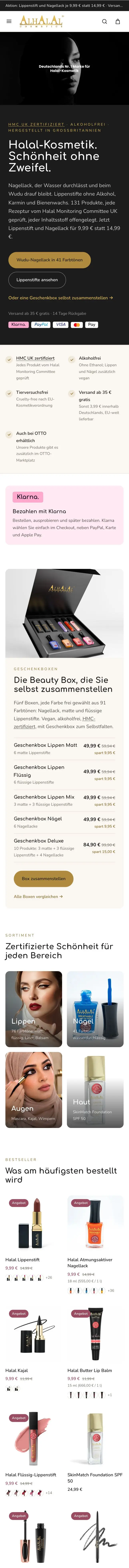 Startseite des von Scaleee gebauten Onlineshops Alhalal
