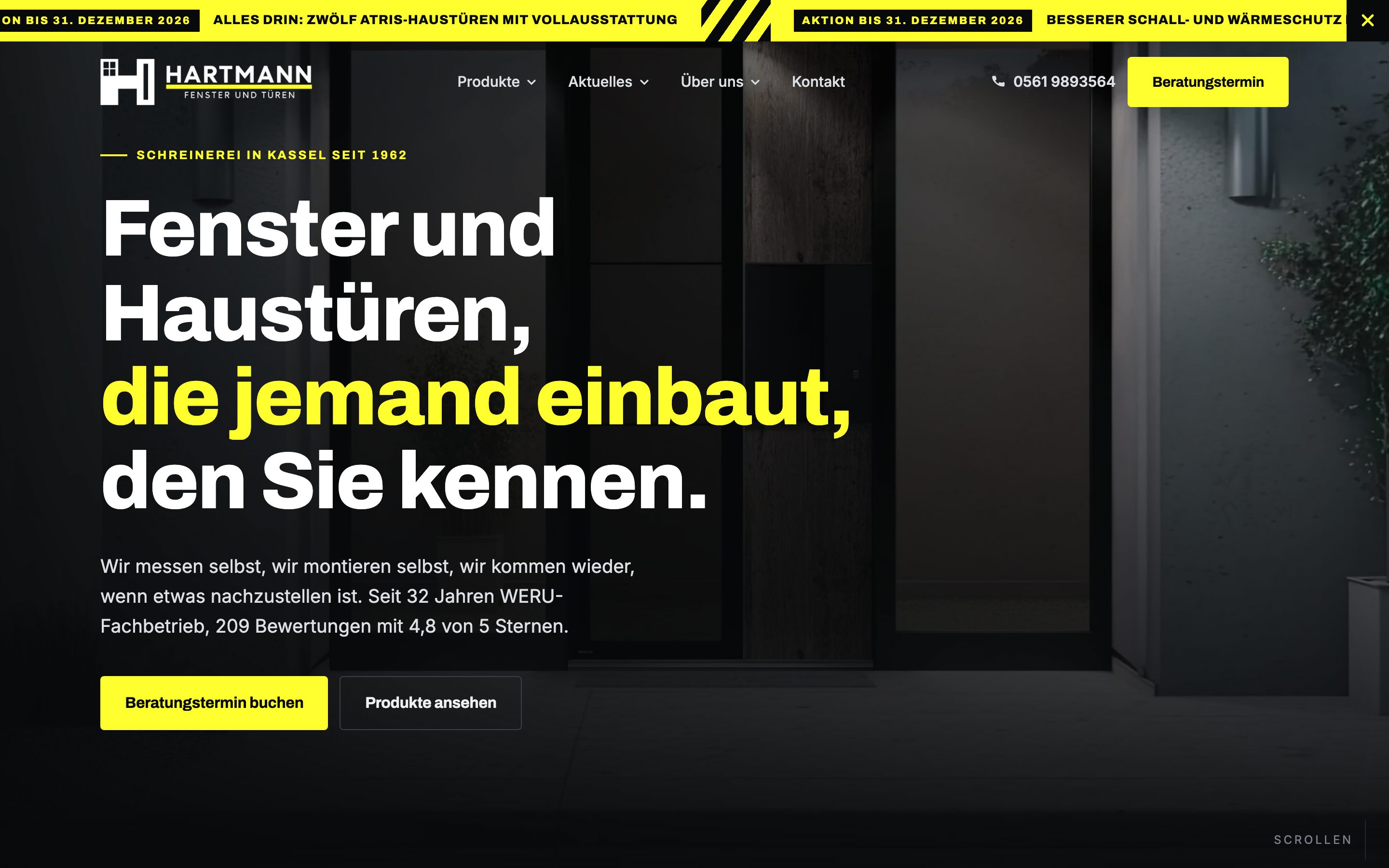 Website von Schreinerei Hartmann auf Desktop und Handy