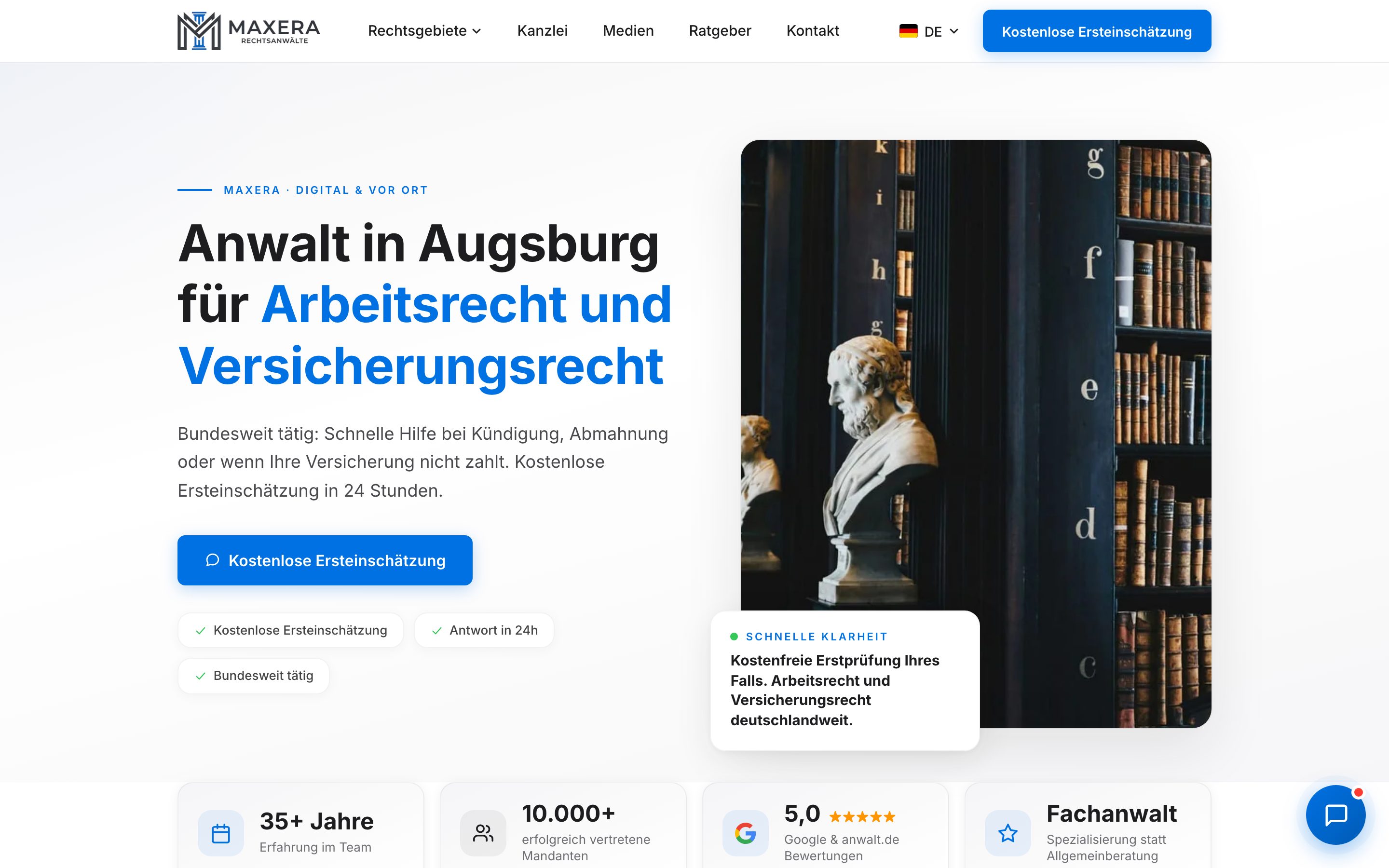 Website von Maxera Kanzlei auf Desktop und Handy